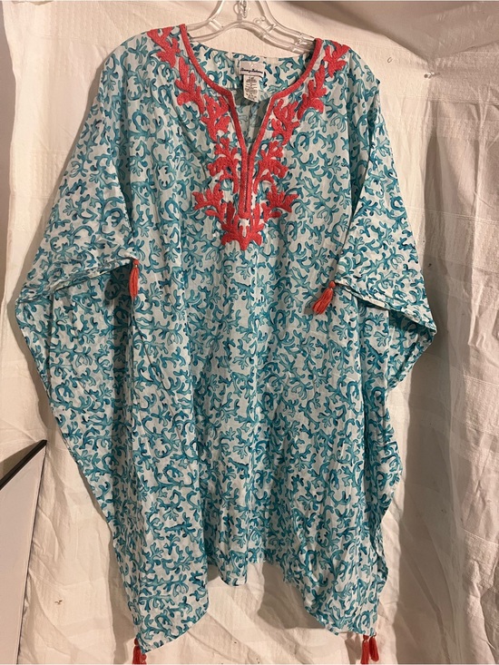 Tommy Bahama Other - Tommy Bahama Turquoise and Coral Embroidered Tunic